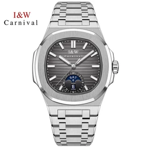 Đồng Hồ Nam Chính Hãng I&W Carnival 735G1-T4 Full Box Chống Nước Kính Sapphire (Máy Cơ Tự Động)