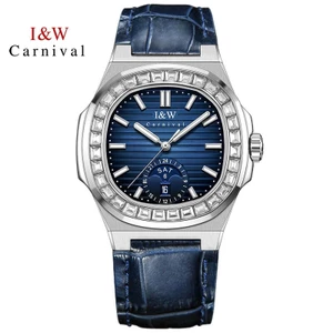 Đồng Hồ Nam Chính Hãng I&W Carnival 735G2-D2 Dây Da Full Box Chống Nước Kính Sapphire (Máy Cơ Tự Độ