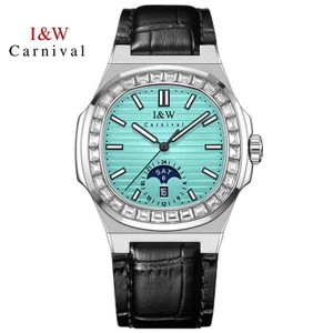 Đồng Hồ Nam I&W Carnival 735G2-D6 Mặt Màu Xanh Tiffany Chống Nước Kính Sapphire (Máy Cơ)