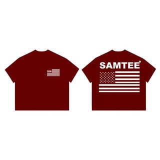 Áo Thun Boxy SAMTEE Tay Ngắn Cotton 250gsm " CỜ MỸ " Áo Phông Forrm Rộng Mùa Hè Kiểu Đẹp Unisex Nam Nữ
