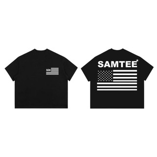 Áo Thun Boxy SAMTEE Tay Ngắn Cotton 250gsm " CỜ MỸ " Áo Phông Forrm Rộng Mùa Hè Kiểu Đẹp Unisex Nam Nữ