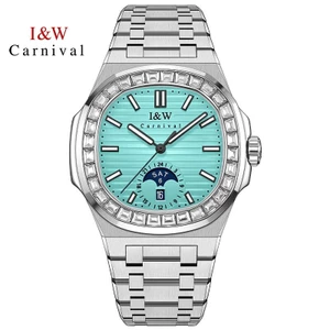 Đồng Hồ Nam Chính Hãng I&W Carnival 735G2-T6 Mặt Màu Xanh Tiffany Full Box Chống Nước Kính Sapphire