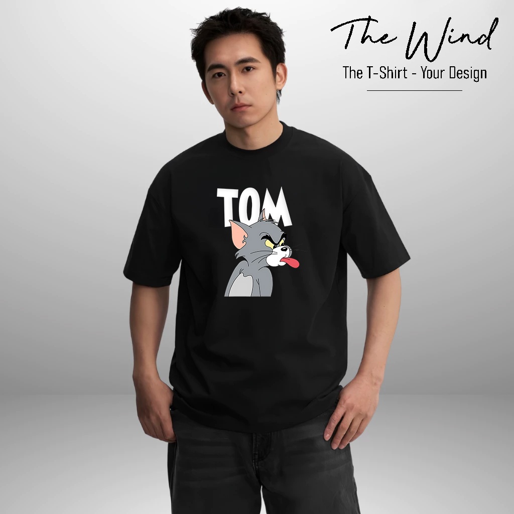 Áo Thun In Hình Mèo Tom lè lưỡi hài hước Form Rộng Cotton Việt Mềm Mịn Thoáng Mát