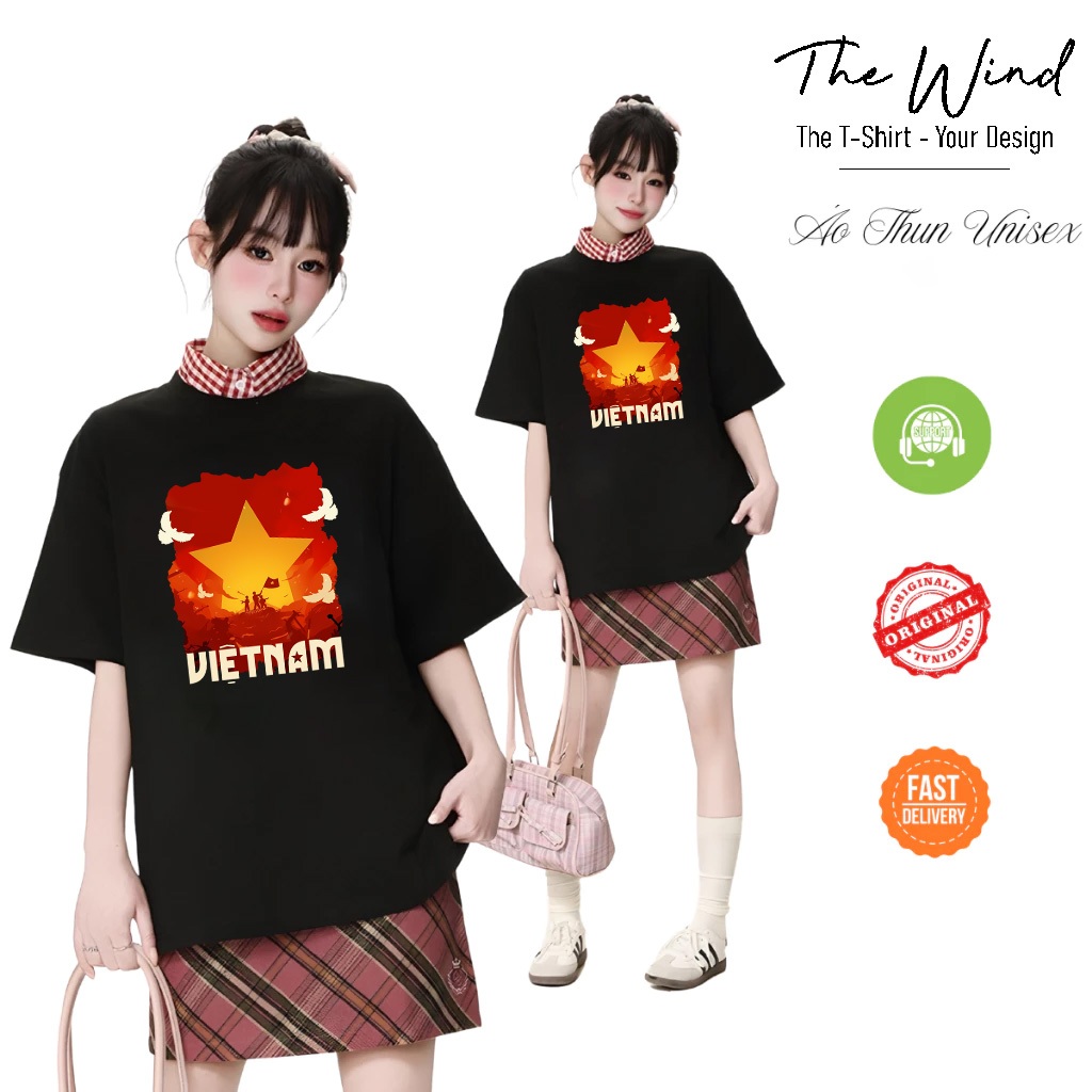 Áo thun in hình VIỆT NAM nghệ thuật kỷ niệm lịch sử Chất Liệu Cotton Cao Cấp