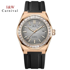 Đồng Hồ Nam Chính Hãng I&W Carnival 733G-S6 Dây Cao Su Chống Nước Kính Sapphire (Máy Cơ Tự Động)