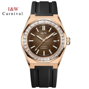 Đồng Hồ Nam Chính Hãng I&W Carnival 733G-S7 Dây Cao Su Chống Nước Kính Sapphire (Máy Cơ Tự Động)