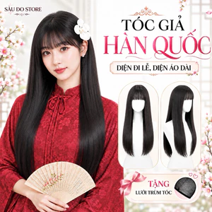 TÓC GIẢ NGUYÊN ĐẦU DIỆN ĐI LỄ, CHỤP ÁO DÀI - TÓC GIẢ NGUYÊN ĐẦU LƯỚI HOA CÓ DA ĐẦU - TẶNG LƯỚI TRÙM
