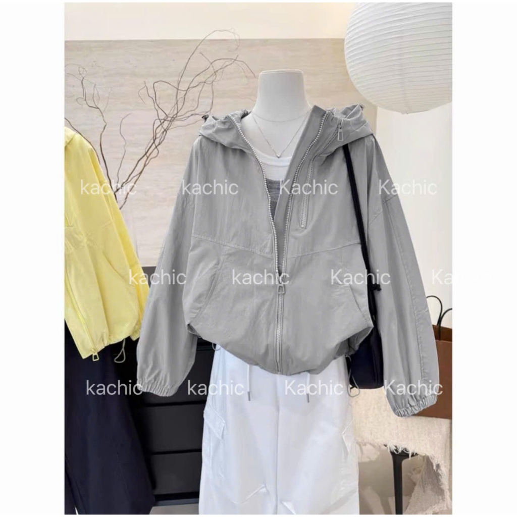Áo Khoác Gió LỤA Dù FROM RỘNG 2 Lớp 2 Khóa Mũ Siêu Rộng Túi Chéo FROM RỘNG Chống Nắng Tia UV Cản Gió Kháng Nước Nhẹ 900