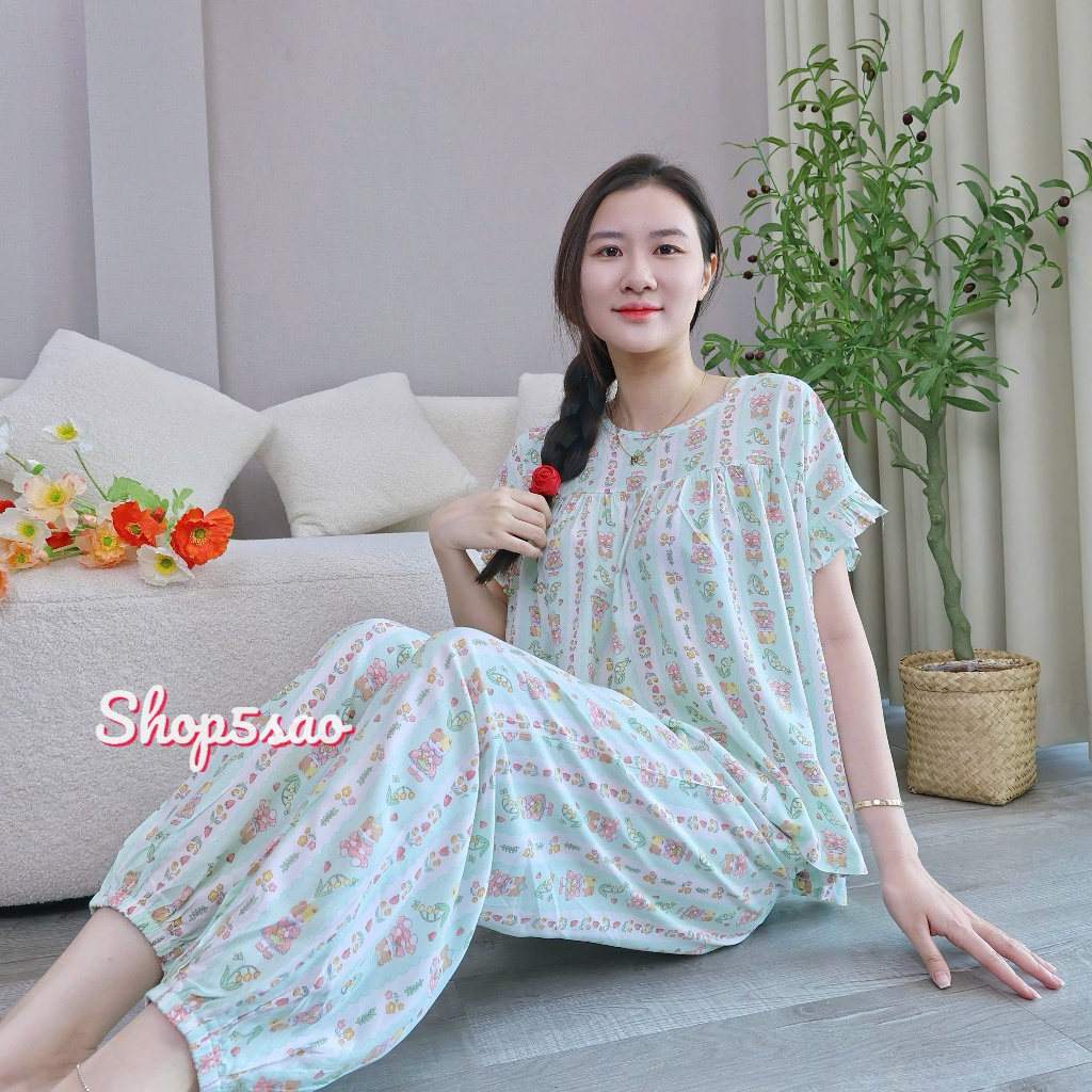 [SALE] Đồ bộ mặc nhà nữ áo babydoll cánh dơi quần dài SHOP5SAO | BigBuy360 - bigbuy360.vn
