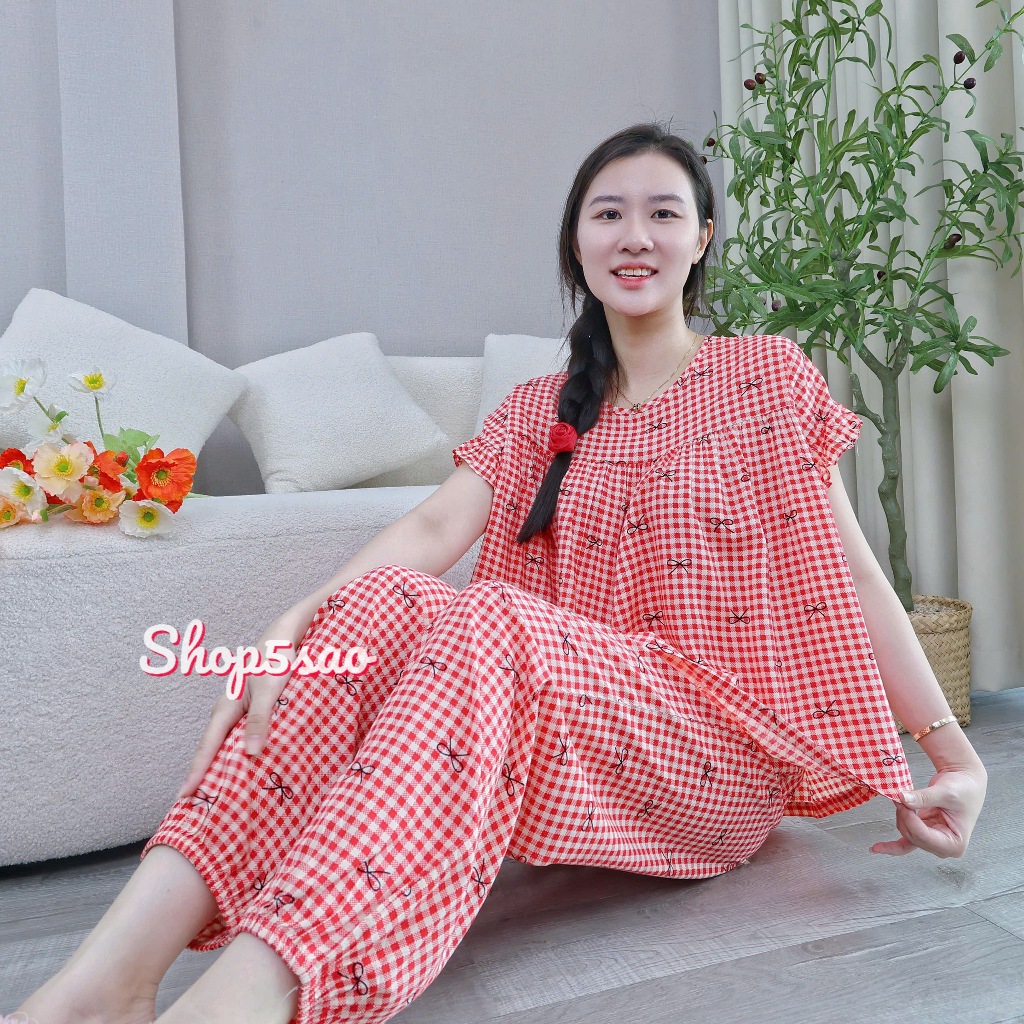 [SALE] Đồ bộ mặc nhà nữ áo babydoll cánh dơi quần dài SHOP5SAO | BigBuy360 - bigbuy360.vn
