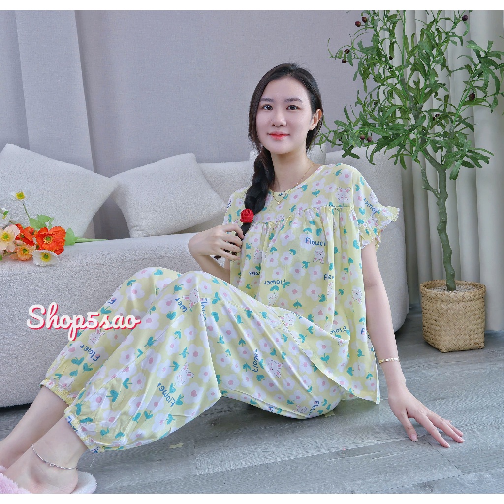 [SALE] Đồ bộ mặc nhà nữ áo babydoll cánh dơi quần dài SHOP5SAO | BigBuy360 - bigbuy360.vn