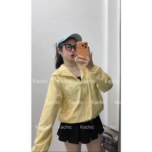 Áo Khoác Gió 2 Lớp LỤA Chống Nắng chống tia UV mũ siêu rộng Cản Gió Nhẹ kháng nước nhẹ Có Dây Rút Q1