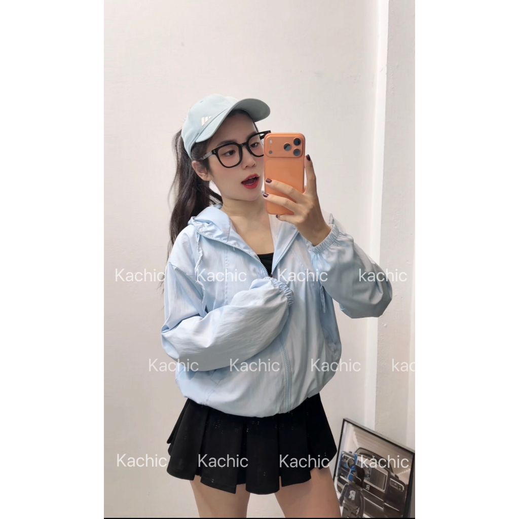 Áo Khoác Gió 2 Lớp LỤA Chống Nắng  chống tia UV mũ siêu rộng Cản Gió Nhẹ kháng nước nhẹ Có Dây Rút Q1