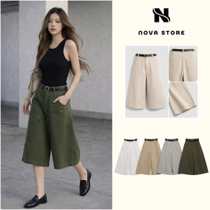 Quần Short Nữ Cạp Cao Ống Rộng - Quần Culottes Kaki Form Suông Hàn Quốc Tôn Dáng Che Đùi Dễ Phối Đồ