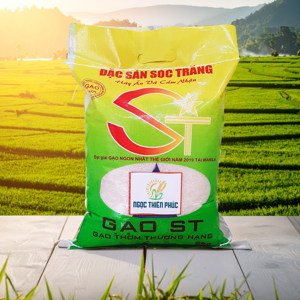 Gạo thơm ST21 5kg Ngon Truyền Thống L2 Sóc Trăng – Dẻo Mềm Vừa – Ngọc Thiên Phúc