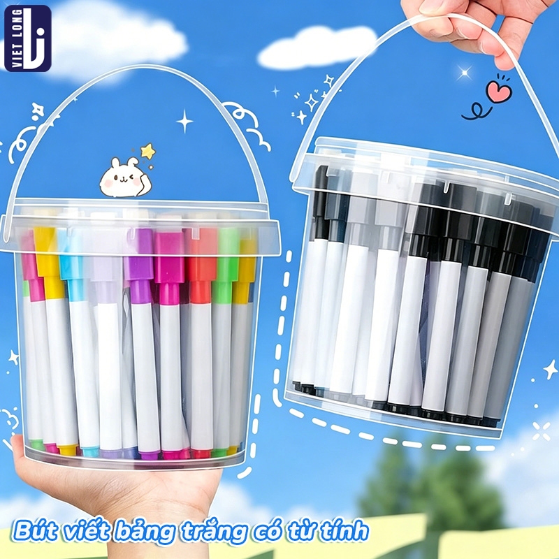 Bút Lông Viết Bảng - Bút Dạ Nét Mịn Màu Sắc Cho Bé, Đầu Xóa Tích Hợp, Mực Rửa Sạch, Vẽ Tranh Bảng Học Tập Hiệu Quả