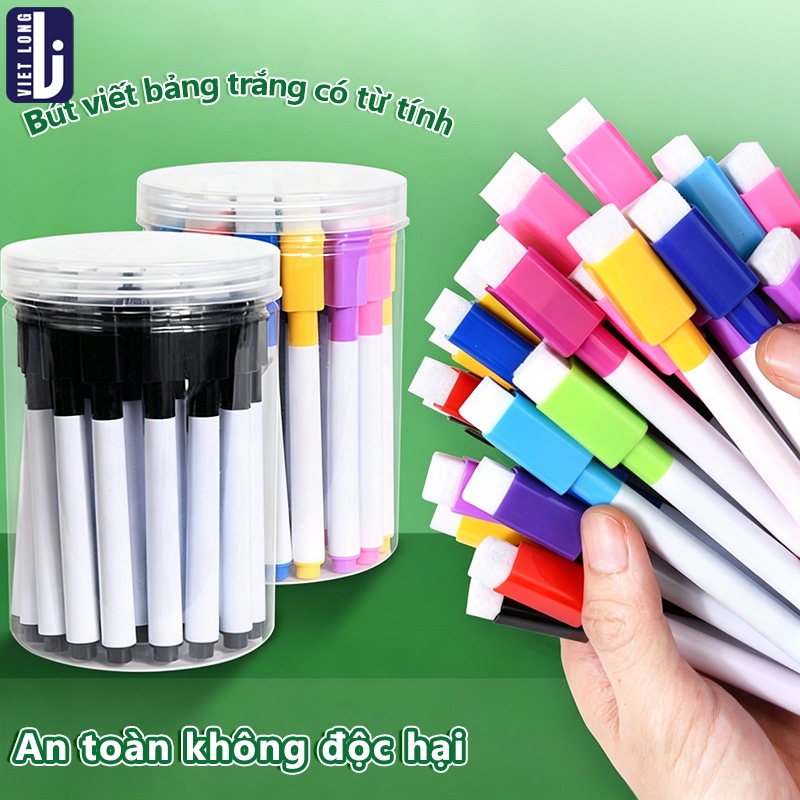 Bút Lông Viết Bảng - Bút Dạ Nét Mịn Màu Sắc Cho Bé, Đầu Xóa Tích Hợp, Mực Rửa Sạch, Vẽ Tranh Bảng Học Tập Hiệu Quả