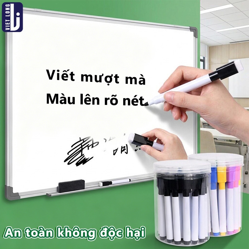 Bút Lông Viết Bảng - Bút Dạ Nét Mịn Màu Sắc Cho Bé, Đầu Xóa Tích Hợp, Mực Rửa Sạch, Vẽ Tranh Bảng Học Tập Hiệu Quả
