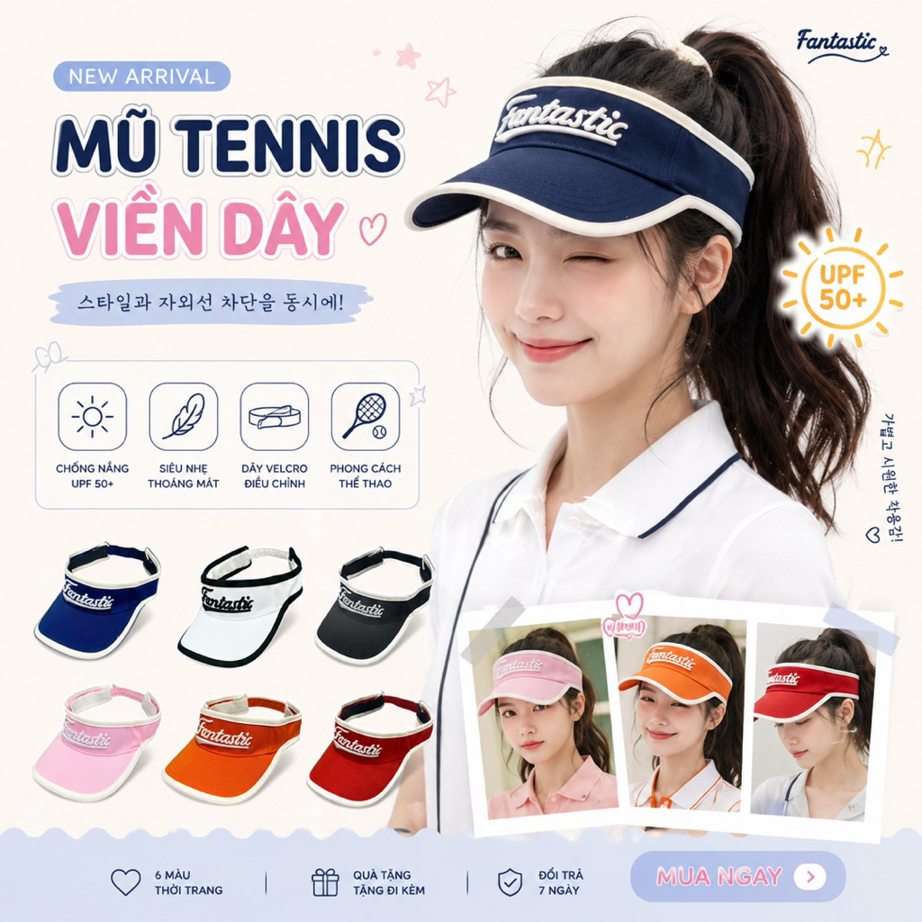 MŨ KẾT NỬA ĐẦU TENNIS FANTATIS THỂ THAO NAM NỮ