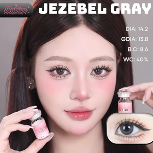 Lens mắt Jezebel Gray màu xám trong tự nhiên - size vừa, thương hiệu Babiee, hsd 12 tháng