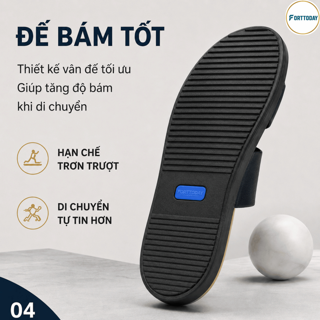 Dép chữ H FortToday TD03 nhìn cận quai dép da microfiber
