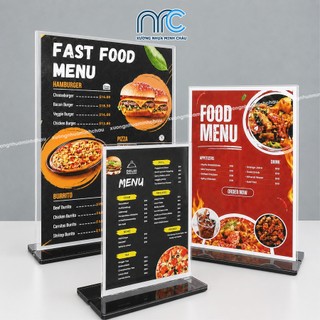 (Xuất hoá đơn VAT)  Bảng menu mica A4, A5, A6, Bảng QR thanh toán, Bảng mica trong suốt