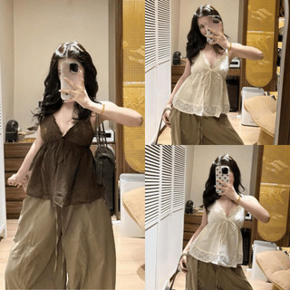 Áo hai dây cổ V dáng xòe đính nơ xinh xắn LAVIAN A156