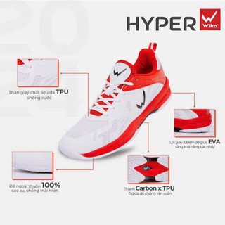 Giày Pickleball Wika Hyper, chất liệu da TPU chống xước,Đệm đế giữa EVA giảm chấn