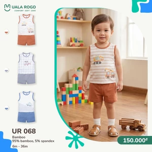 Bộ Đồ Bamboo Bé Trai - Thiết Kế Ba Lỗ Năng Động Họa Tiết Xe Công Trình Cực Ngầu UR 068