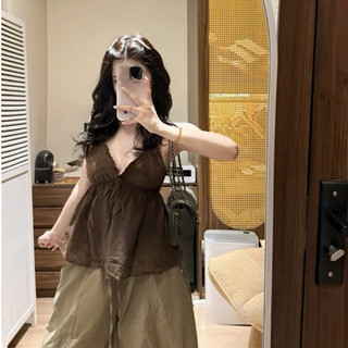 Áo hai dây cổ V dáng xòe đính nơ xinh xắn LAVIAN A156
