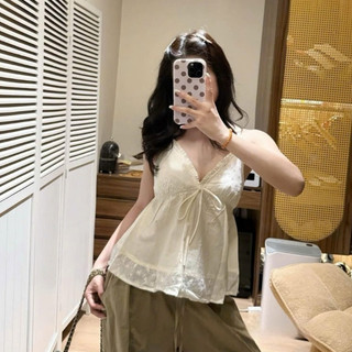 Áo hai dây cổ V dáng xòe đính nơ xinh xắn LAVIAN A156