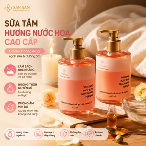 Sữa Tắm SAN SAN 3 Trong 1 Dưỡng Trắng Lưu Hương Tẩy Tế Bào Chết Toàn Thân 400ml Cao Cấp