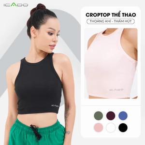 Áo Croptop 3 Lỗ Thể Thao Nữ ICADO SG1 Mềm Mại, Thoáng Mát, Đồ Tập Pickleball, Tennis,thế giới đồ tập