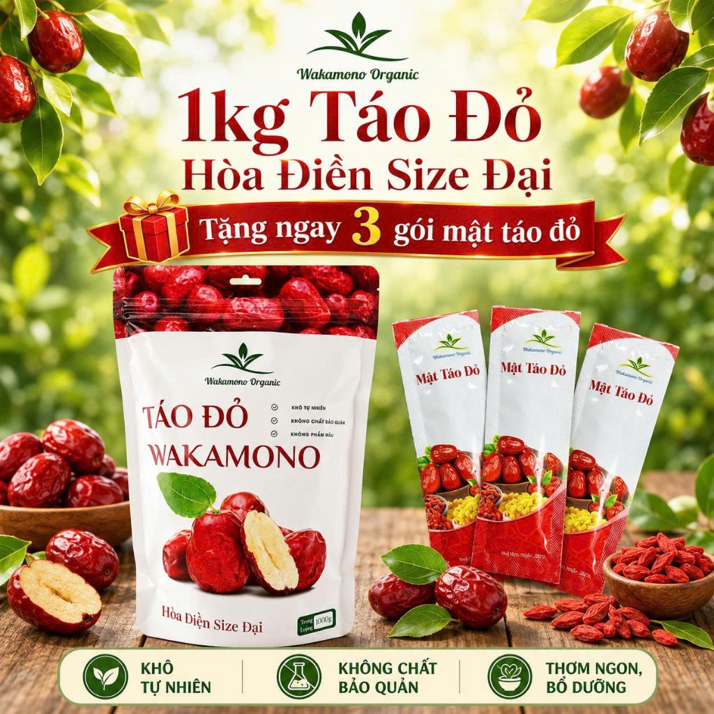 Combo 2KG Táo đỏ Wakamono Organic dòng Hoà Đền VỤ MỚI size 80-90 quả, không chất bảo quản, ruột vàng, nhiều mật, ăn ngon