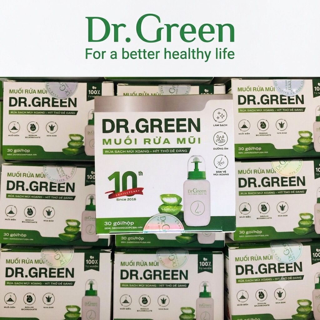 [Mẫu Mới 2026] Muối rửa mũi Dr Green nha đam (hộp 30 gói)