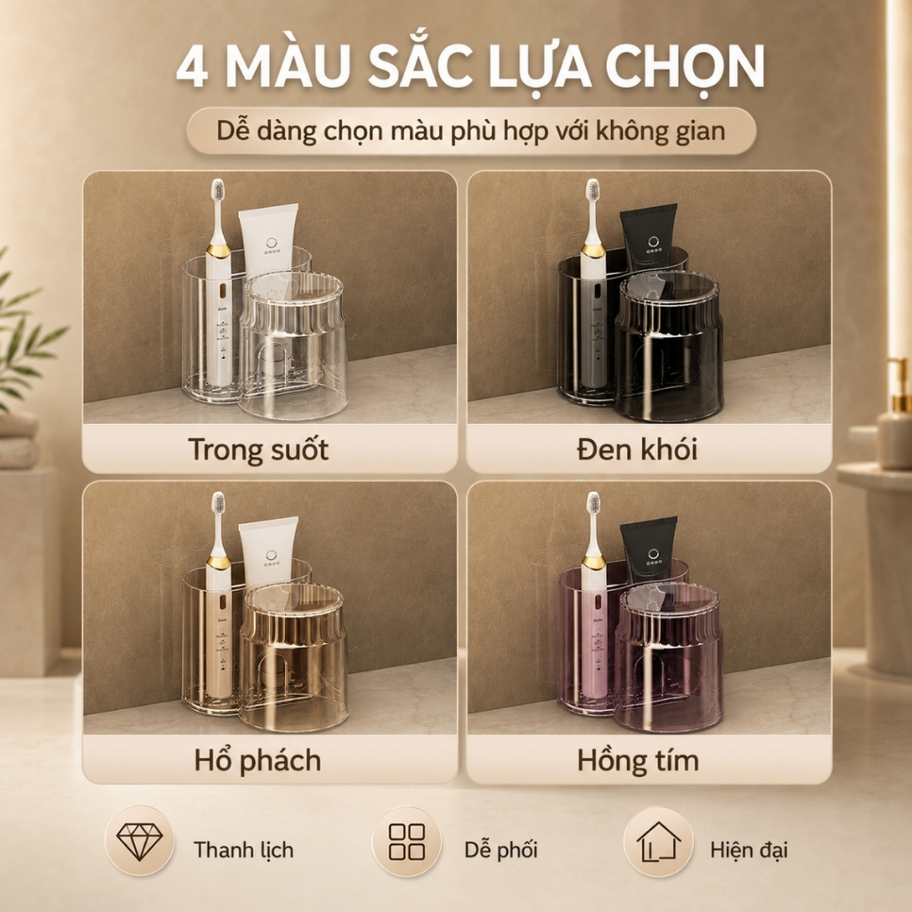 Giá Đựng Bàn Chải Đánh Răng Dán Tường, Kệ Đựng Kem Đánh Răng Nhà Tắm Trong Suốt, Không Cần Khoan, Thoát Nước Nhanh
