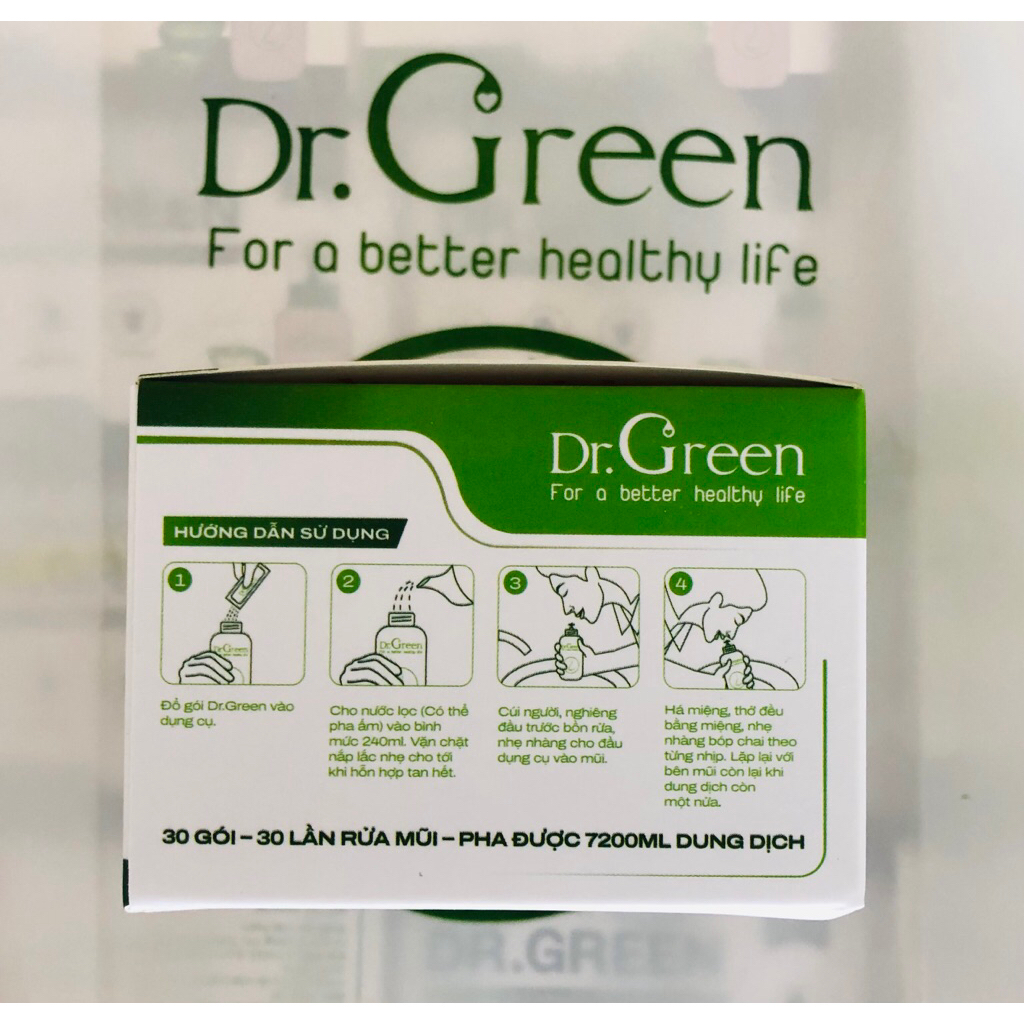 [Mẫu Mới 2026] Muối rửa mũi Dr Green nha đam (hộp 30 gói)