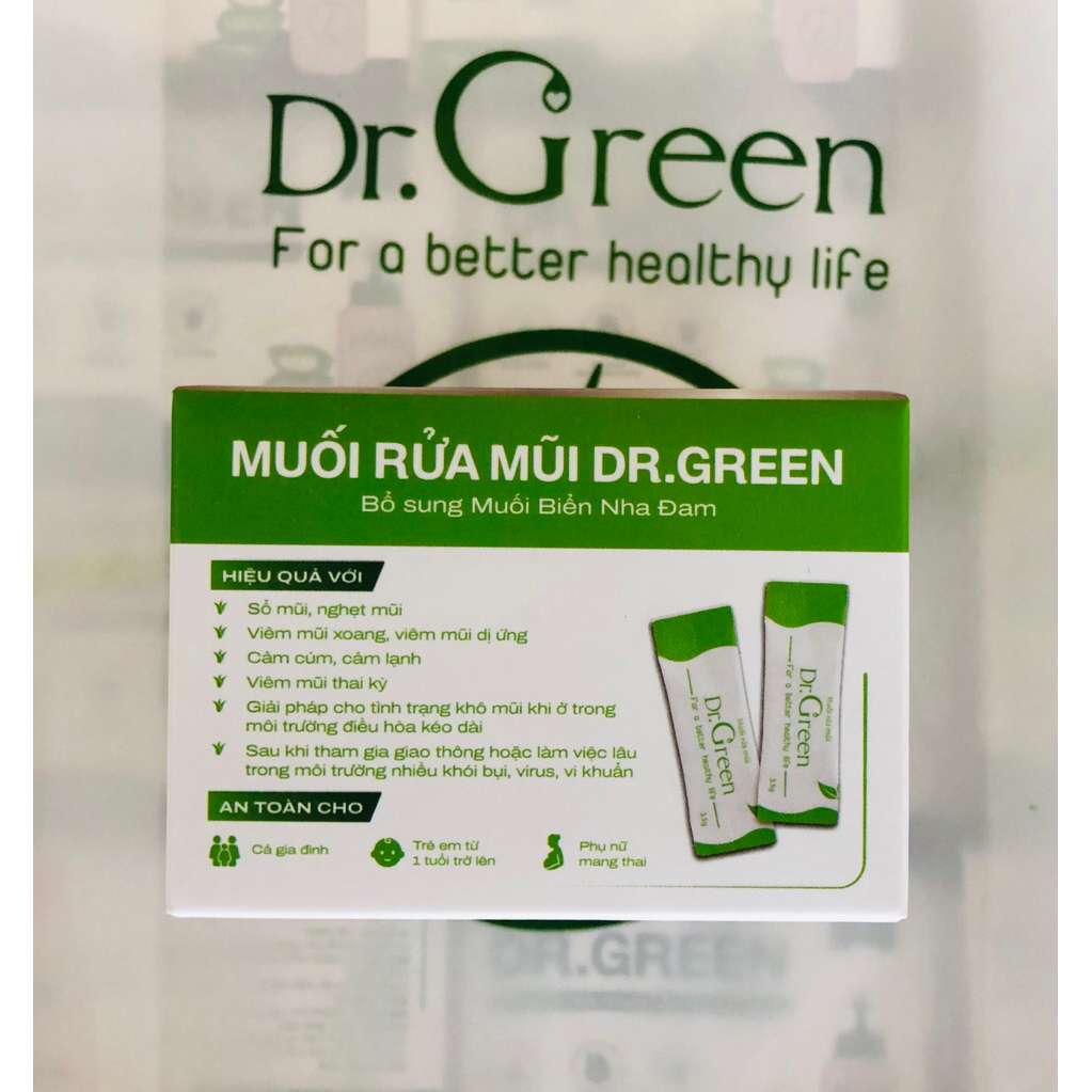 [Mẫu Mới 2026] Muối rửa mũi Dr Green nha đam (hộp 30 gói)