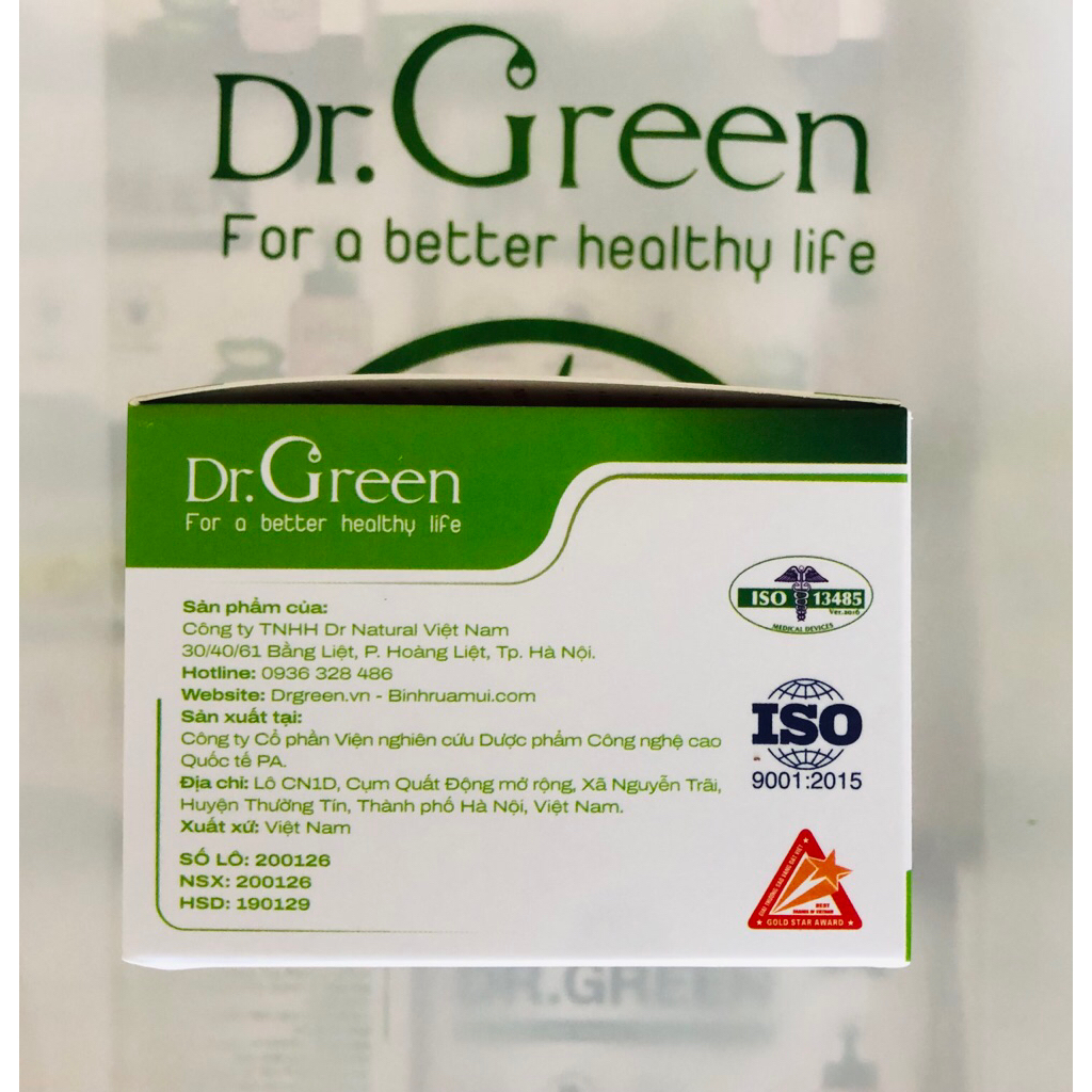 [Mẫu Mới 2026] Muối rửa mũi Dr Green nha đam (hộp 30 gói)