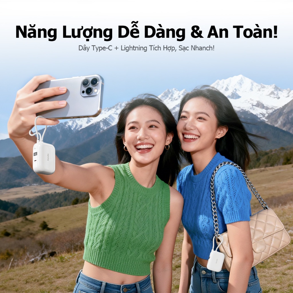 【CCC】Handin sạc dự phòng mini 20000mah PD35W Tích hợp cáp LN+Giao diện sạc không dây Type-C Sạc nhanh
