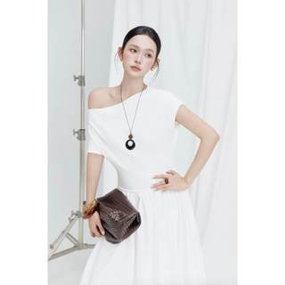 [NEW7] Đầm Dài Trễ Vai Form Tùng Bí Phối Vải, Chất Vải Thun Co Giãn Thoải Mái Thanh Lịch, WDD101 SOME HOW STORE