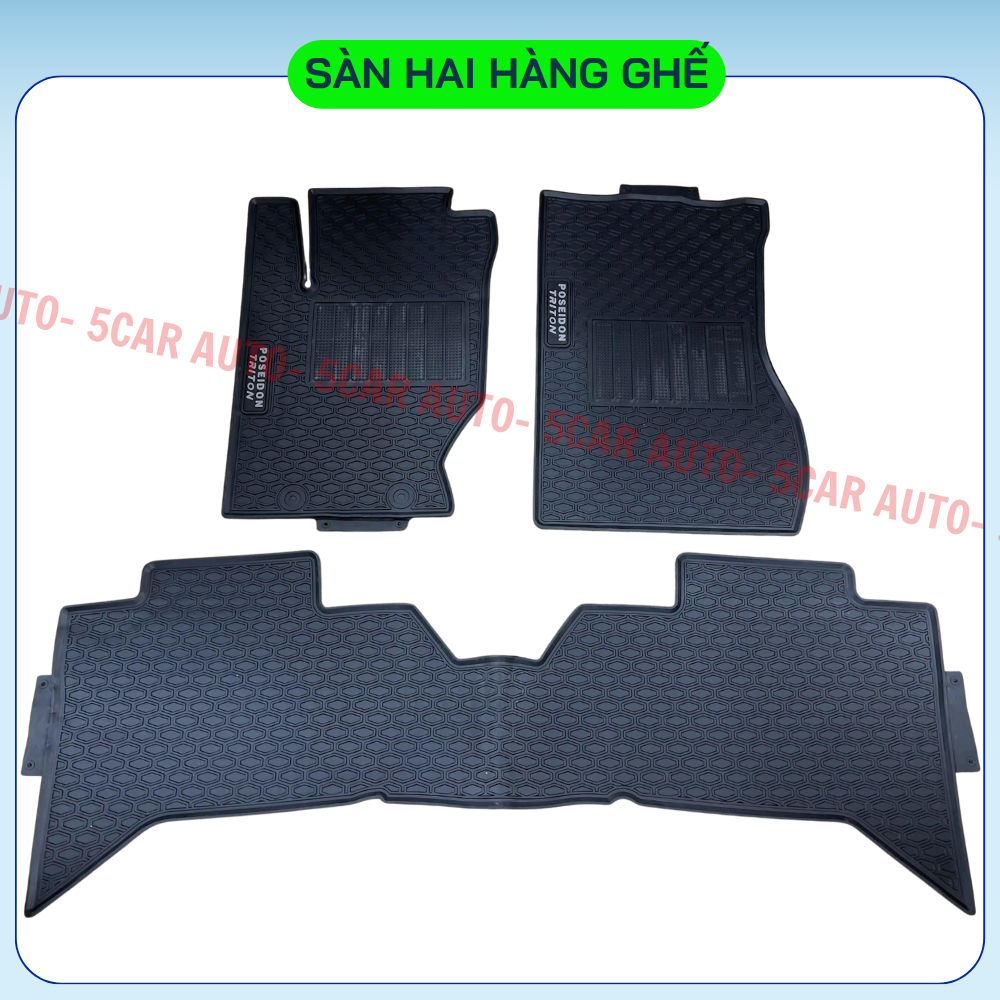 Thảm Lót Sàn Cao Su Mitsubishi Triton 2024 - Nay, Cao su đúc Không Mùi,Vừa Khít Form Xe- Chống Nước, Mẫu Quả Trám NISSIN