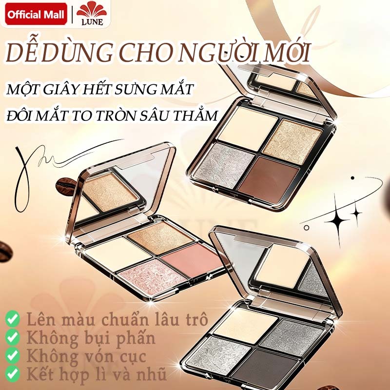 Bảng Phấn Mắt 4 Màu đa Chức Năng, Bảng phấn mắt lì và ánh ngọc trai, Thấm Nước Mịn Sắc Tố, Mua 1 Tặng 1, Không Rơi Vãi