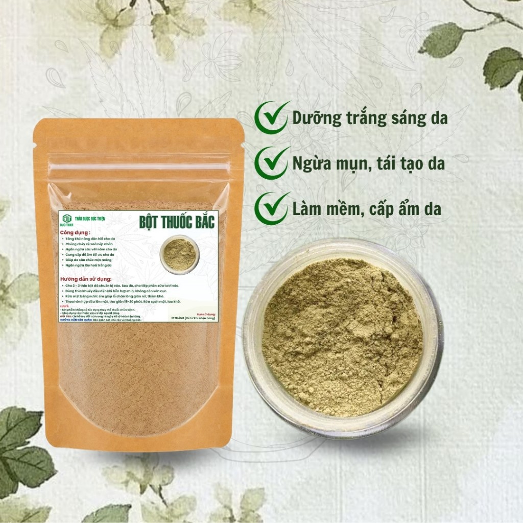 Bột Thu0c Bắc 24 Vị Nguyên Chất Đức Thiện (Mịn, Sạch, Thơm) - Ủ Siêu Trắng Da, Đẩy Lùi Sắc Tố Da