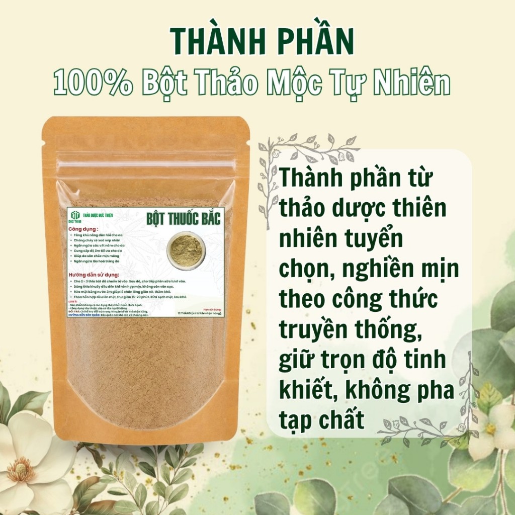Bột Thu0c Bắc 24 Vị Nguyên Chất Đức Thiện (Mịn, Sạch, Thơm) - Ủ Siêu Trắng Da, Đẩy Lùi Sắc Tố Da