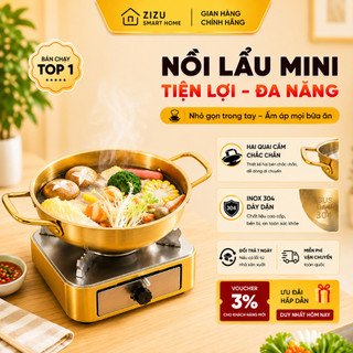 Nồi Nấu ăn Mini Inox Cao Cấp 20CM - Nấu Lẩu, Mì Cay,Nướng,Xào Dùng Cho Mọi Loại Bếp Trong Nhà