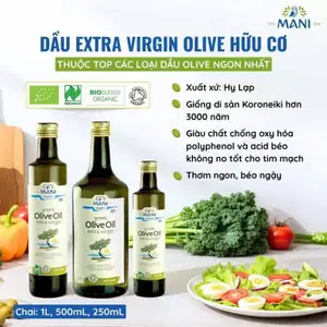 Dầu Olive hữu cơ nguyên chất ép lạnh Mani Organic Extra Virgin Olive Oil