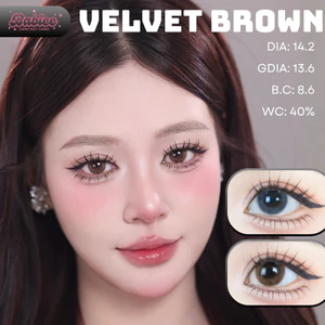 Lens mắt Velvet Brown màu nâu vân tia không viền tự nhiên - size vừa, thương hiệu Babiee Hàn Quốc
