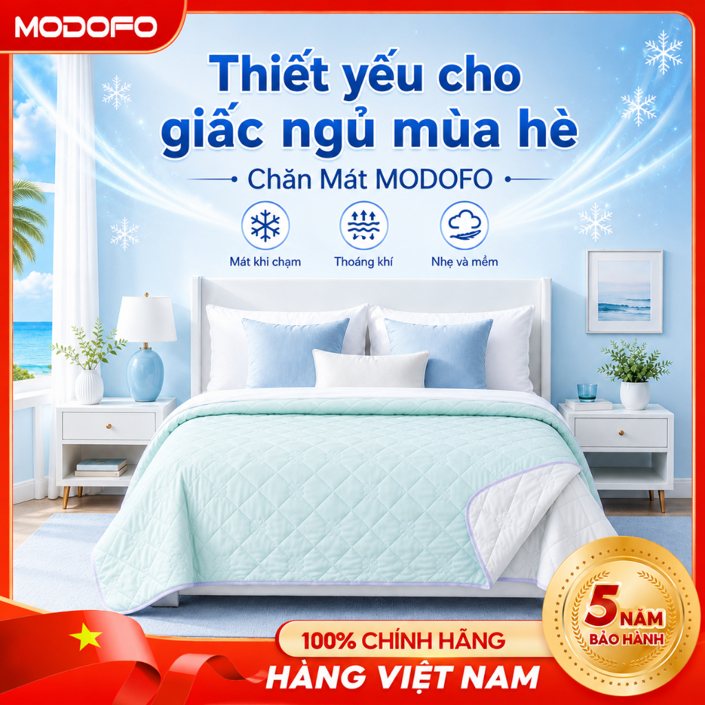 MODOFO Chăn Hè Mát Lạnh Cao Cấp - Mền Hè Giảm Nhiệt 3-5 Độ Thoáng Khí Giặt Máy Không Xô Bông Bền Màu