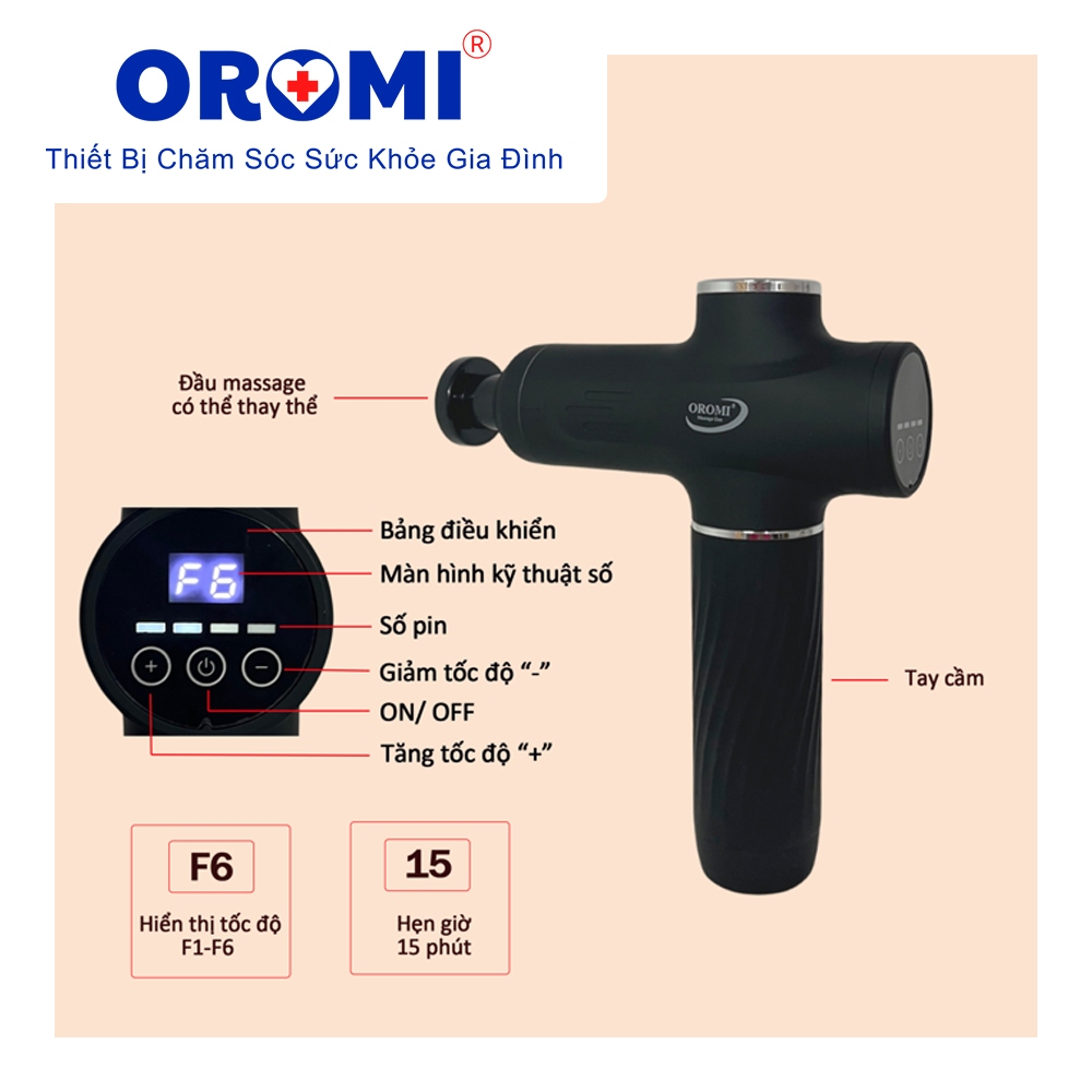 Máy Massage Cầm Tay OROMI ORM-677 - Súng matxa cơ bắp, lưng vai cổ - Mát xa toàn thân